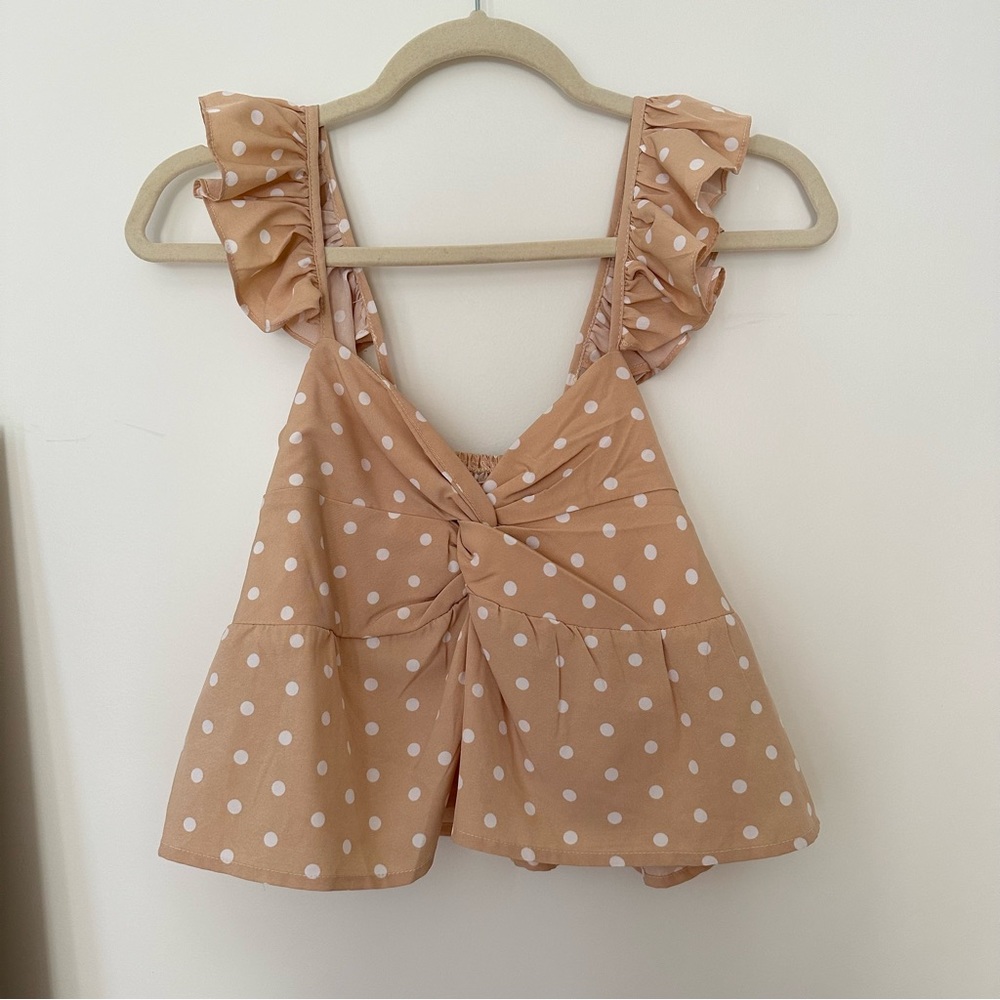 Polka Dot Ruffle Crop Tank